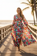 Floral Wrap Maxi Dress Beach