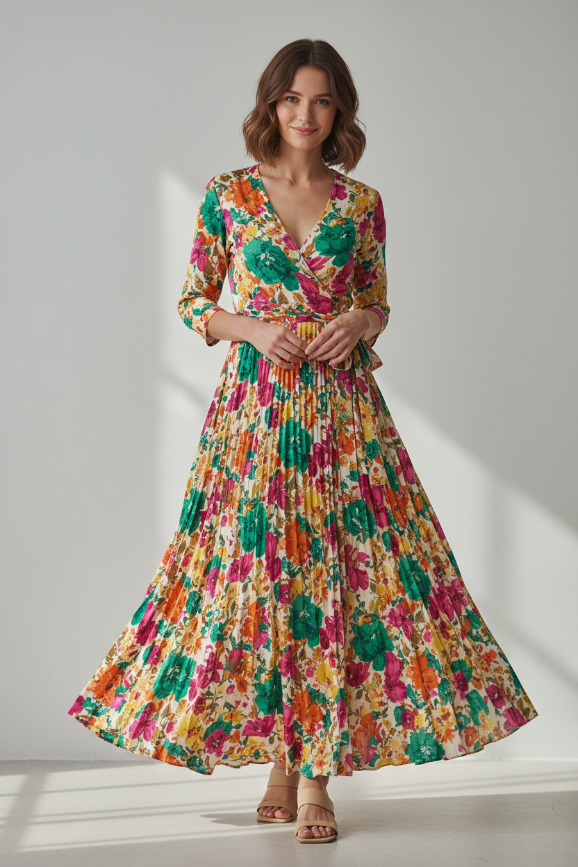 Floral Wrap Maxi Dress Product Focus